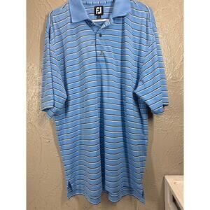 FootJoy Golf Polo Shirt Mens‎ Blue Striped Short Sleeve Sports Pullover Sz Large